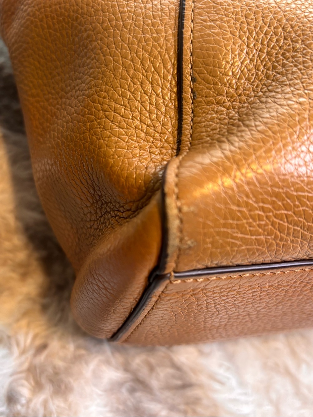 Coach Pebbled Leather Tote in Cognac Brown - Picture 9 of 11